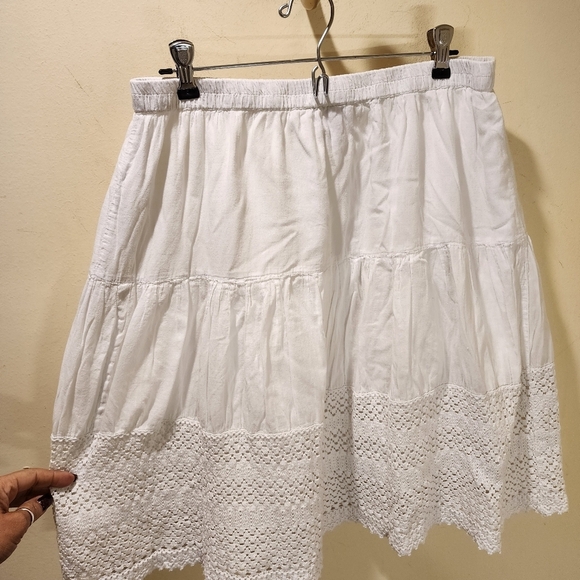 Metrowear Women's White Cotton Elastic Waist Skirt size L - Picture 5 of 10